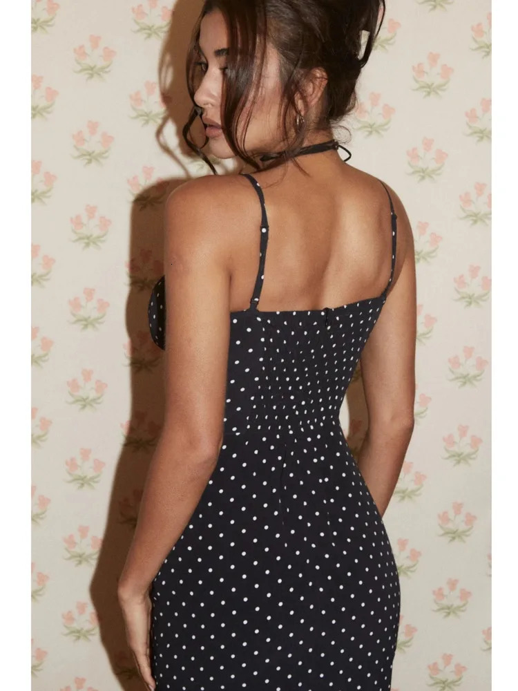 Articat Elegant Sleeveless Polka Dot Lace Patchwork Bodycon Dress Women Backless Female Vestidos Fashion Vacation Summer 250527