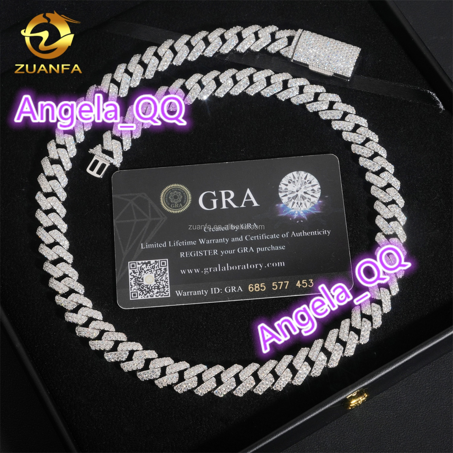 Best Selling Popular Fashion Rapper Jewelry Box Clasp 925 Solid Silver 12mm Iced Out VVS1 Moissanite Miami Cuban Link