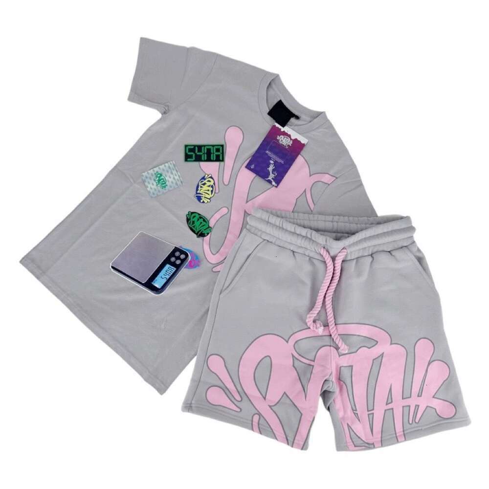 Synas world Shirts Tracksuit Letter Graffiti Pattern Shorts Sport Two-Piece Set Graphc Tee Synas World Sweatshirts Y2k Shirts Summer Clothe Breathable 0Cd
