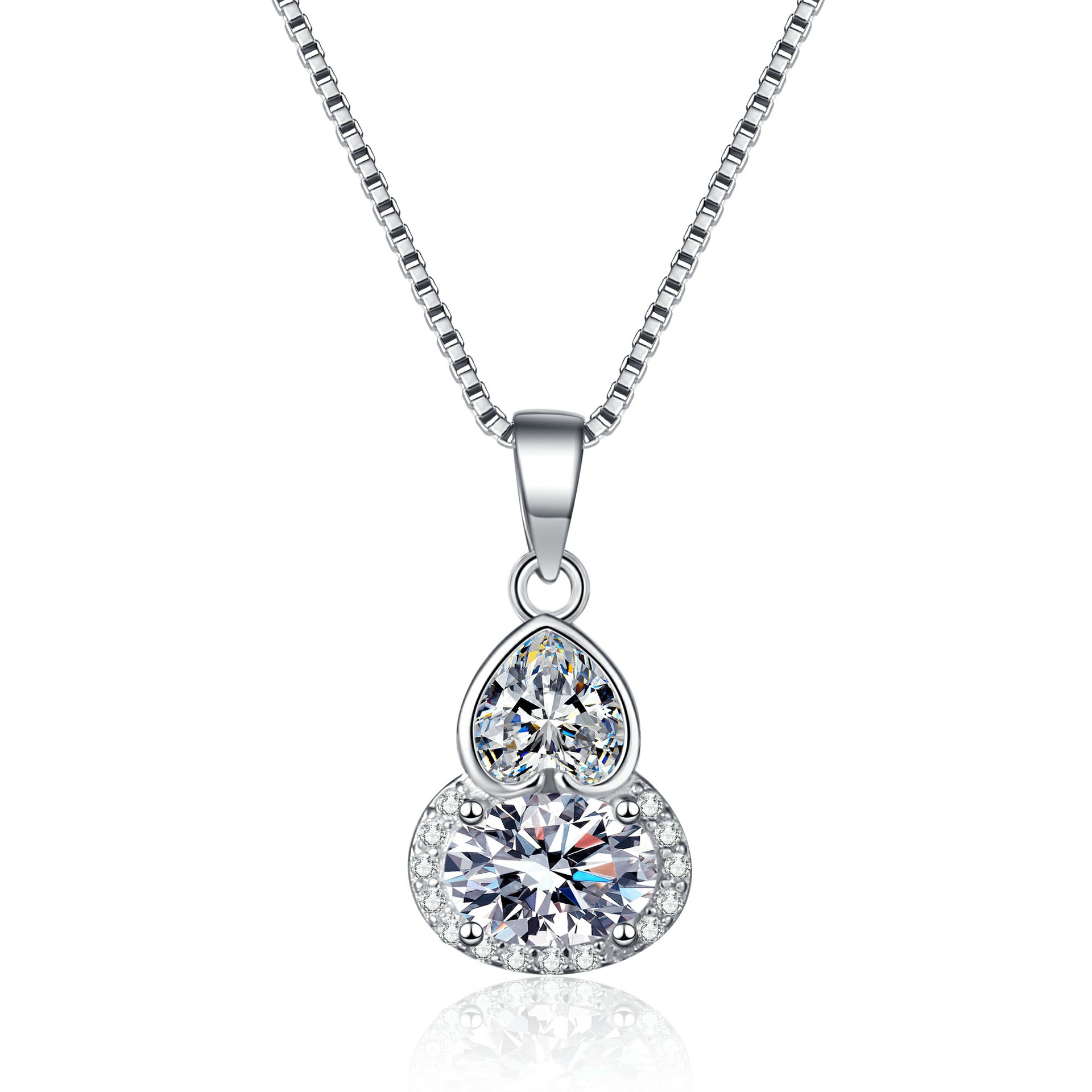 925 Sterling Silver Moissanite Heart Pendant Necklace Gourd Shape Chinese Style Necklace for Women Elegant and Unique Design