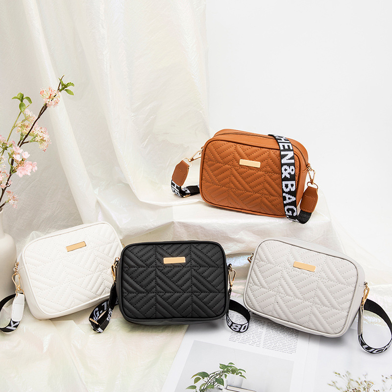 New embroidery thread bag fashionable camera bag wide shoulder strap simple crossbody bag designer women fashion s fashion shoulder bag