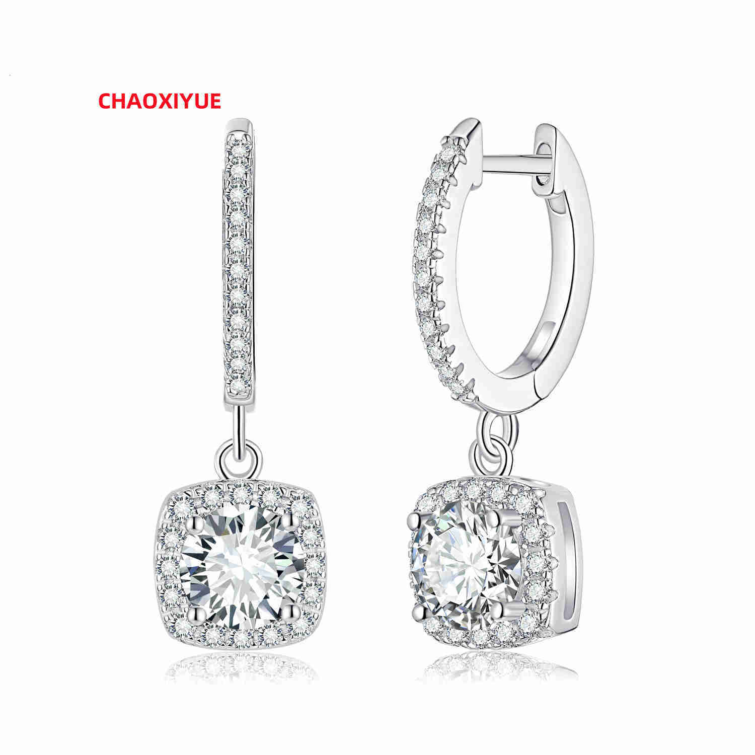 Hip Hop Moissanite Earrings 925 Sterling Silver 14k 18k White Gold Moissanite 18k Gold Plated Ladies Hoop Earrings