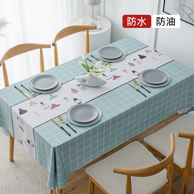 T0496 tablecloth waterproof and oil-proof washable cloth desk ins style tablecloth rectangular pvc coffee table household tablecloth Nordic