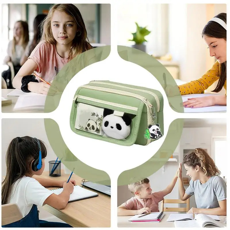 Panda Pencil Case Panda Large Capacity Transparent Pen Bag Stationery Bag Storage Cute Pencil Pouch Stationery Organizer 250530 - view 6
