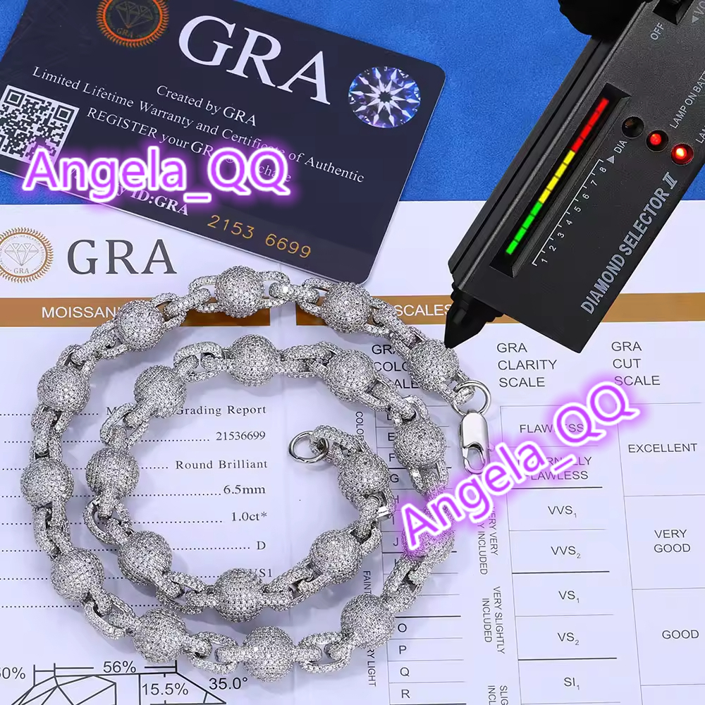 Hot Sale Custom Hip Hop Necklace Ice Out S925 Sterling Silver VVS D Color Moissanite Necklace Jewelry Men Necklace for Men