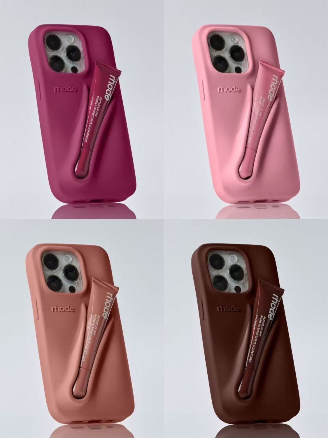 INS new color lipstick silicone DIY Rhodes phone case suitable for iPhone 16 15 14 13 12 11 Pro Max Plus, lip gloss holder with box