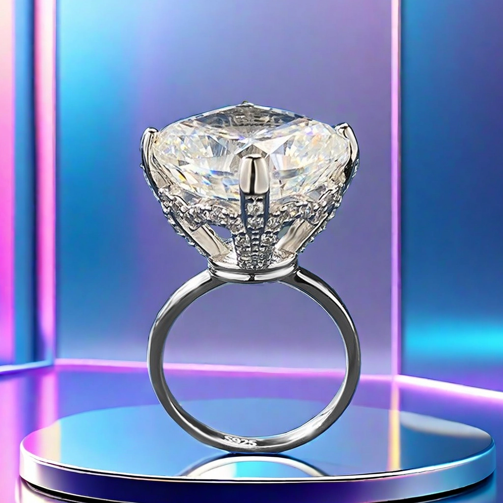 15*15 iceflower cut love rose ring S925 sterling silver crystal pink and white rose high-carbon diamond luxurious setting wedding proposal birthday an