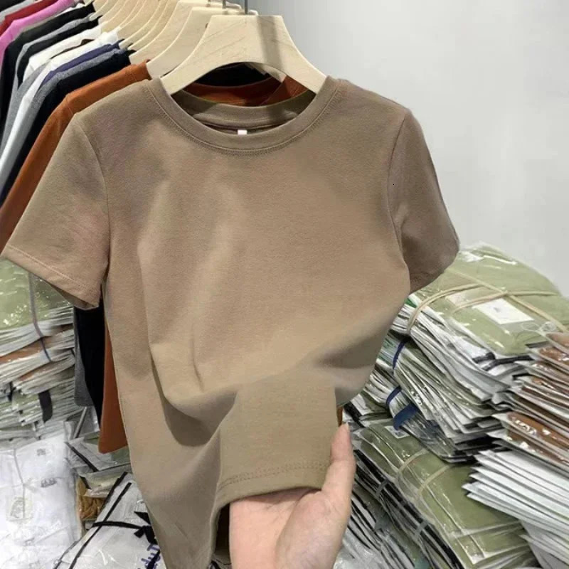 Solid Color Women T Shirts Comfortable Summer Tee Shirt All-Match Multicolor Streetwear Loose Short Sleeve for Female 250527
