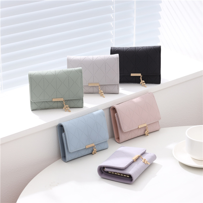 Cross border Beautiful New Solid Color fashion Grid Personalized Key Bag Small Bag fashion Multi functional Mini Coin Wallet Women s Wallet