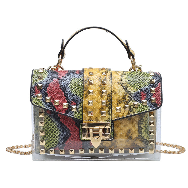 Free Shipping Designer Bag Trendy Graffiti Transparent Jelly Bag Summer 2025 Korean Fashion Graffiti Ins Trendy Chain Shoulder Crossbody Bag Handbag