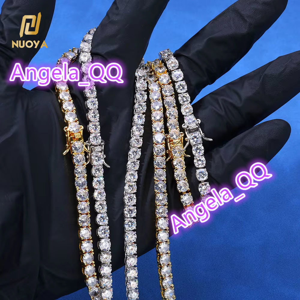 Fine Jewelry VVS Moissanite Tennis Chain Womens 6mm 925 Sterling Silver Iced Out Diamond Tennis Chain Necklace for Gift