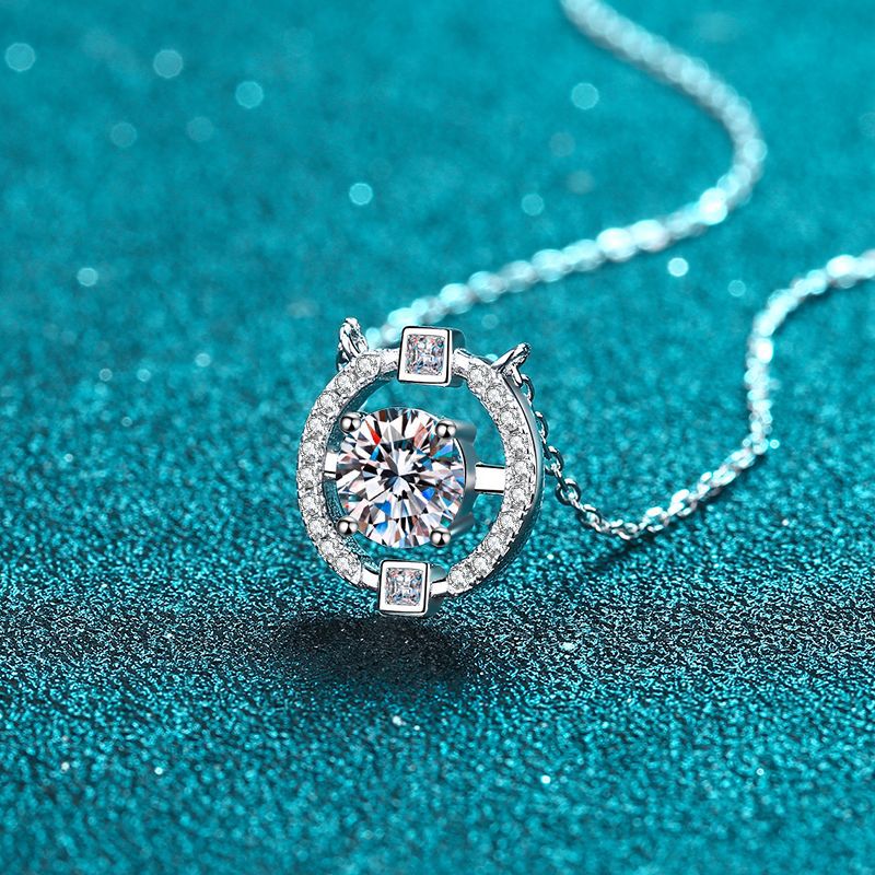 925 Sterling Silver Moissanite Necklace for Women, Simple Minimalist Pendant, Korean Style Fashion Necklace, Trendy Jewelry for Daily Wear