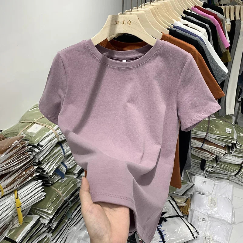 Solid Color Women T Shirts Comfortable Summer Tee Shirt All-Match Multicolor Streetwear Loose Short Sleeve for Female 250527