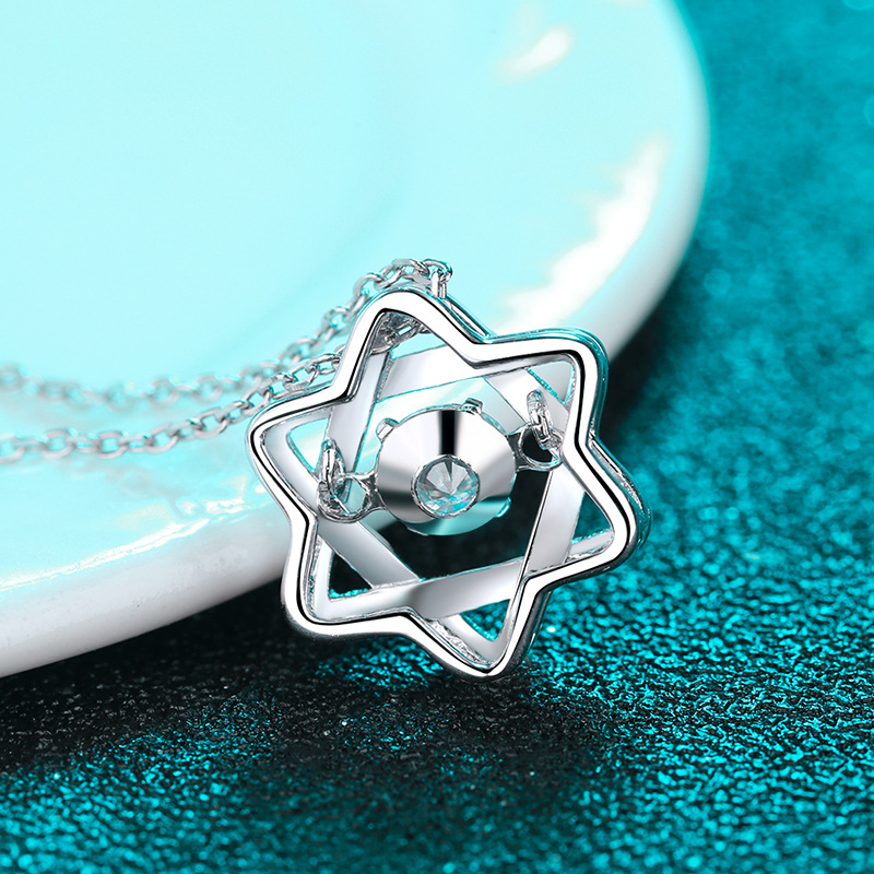 925 Sterling Silver Hexagram Moissanite Pendant Necklace PT950 Gold Plated Dainty Clavicle Chain Hypoallergenic Jewelry Wholesale Supply