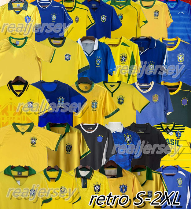 1970 retro Brazil PELE soccer jerseys KAKA 1998 2002 Carlos Romario Ronaldinho 2004 06 94 1958 82 84 97 98 RIVALDO ADRIANO JOELINTON 1988 99 men kids KIT football shirts
