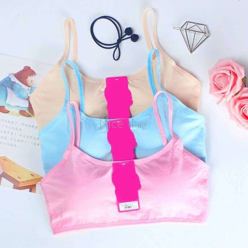 Young Girls Solid Soft Cotton Bra Puberty Teenage Breathable Underwear Sports underwear F12 20 dropship