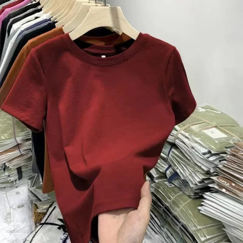 Solid Color Women T Shirts Comfortable Summer Tee Shirt All-Match Multicolor Streetwear Loose Short Sleeve for Female 250527