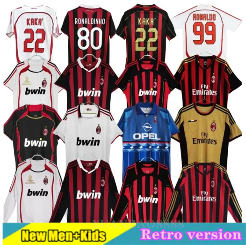 90 91 Retro shirts SOCCER JERSEYS 95 96 97 Gullit 01 02 03 12 14 15 2006 2009 2010 Maldini Van Basten Football KAKA 06 07 PIRLO RONALDINHO BAGGIO ac MIlanes classic 88888