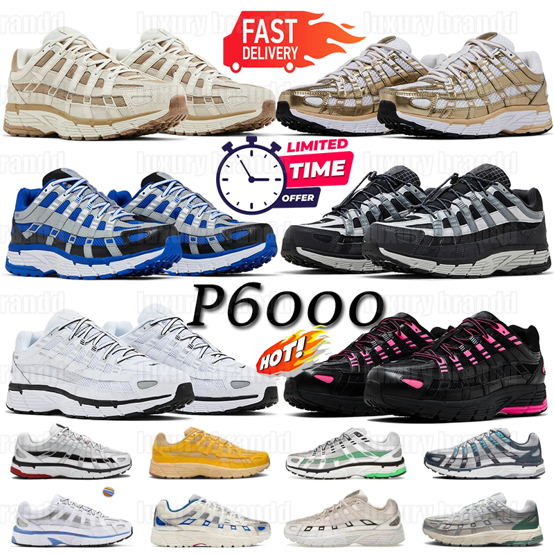 Running Designer Running Shoes for Men Women Sneakers P6000 P 6000 Triple Black White Khaki Wolf Grey Metallic Sier Racer Blue Womens Outdoor Sport Trainers 36-45