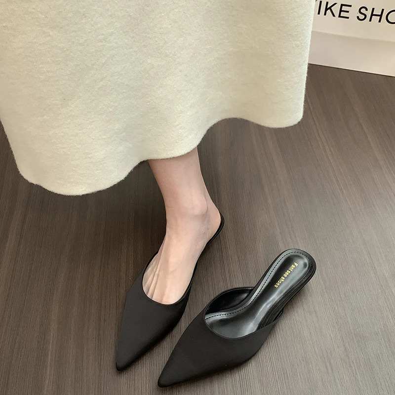 Summer Fashion Pointed Toe Mules Women Slippers Casual Dress Street Style Slides Ladies Slip On Shoes 250528