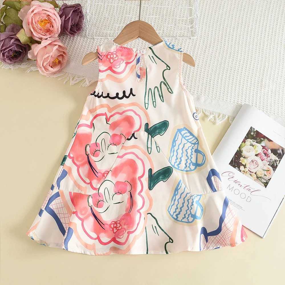 Baby Girls Clothes Summer 2023 New Girls Dresses Classic Graffiti Sleeveless Dress Casual Kids Dresses Vestidos for Baby R250530