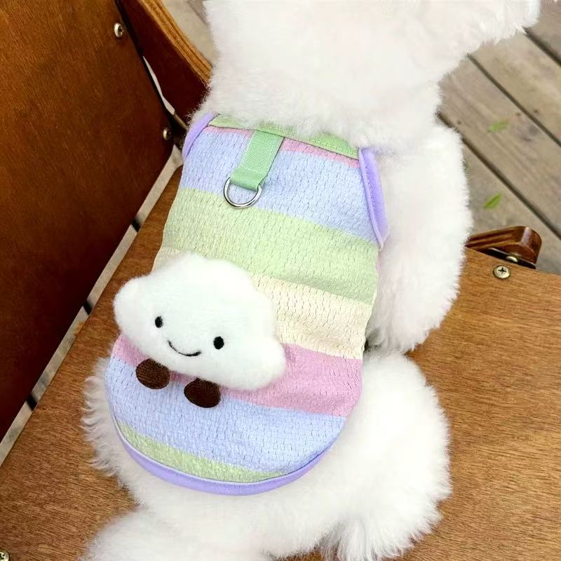 T00349 Mesh breathable dog vest summer thin style can lead small dog Teddy cat Bichon small dog pet clothes
