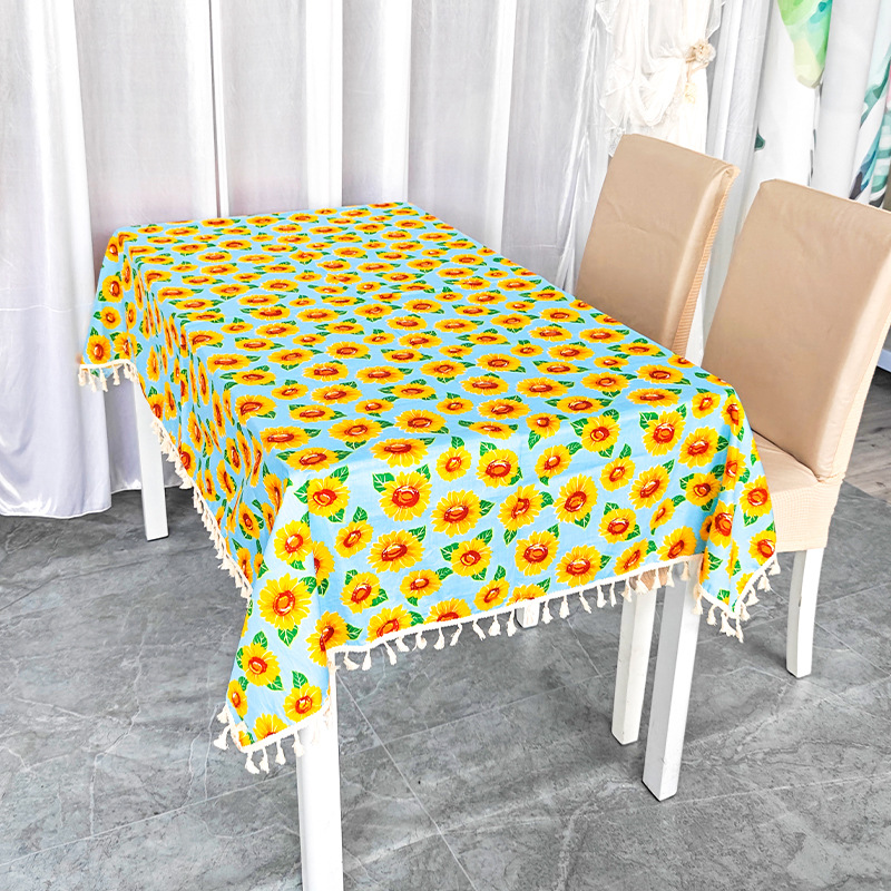 T0497 pure cotton pastoral style 100% cotton printed tablecloth with transparent PVC waterproof, oil-proof, scalding and non-slip
