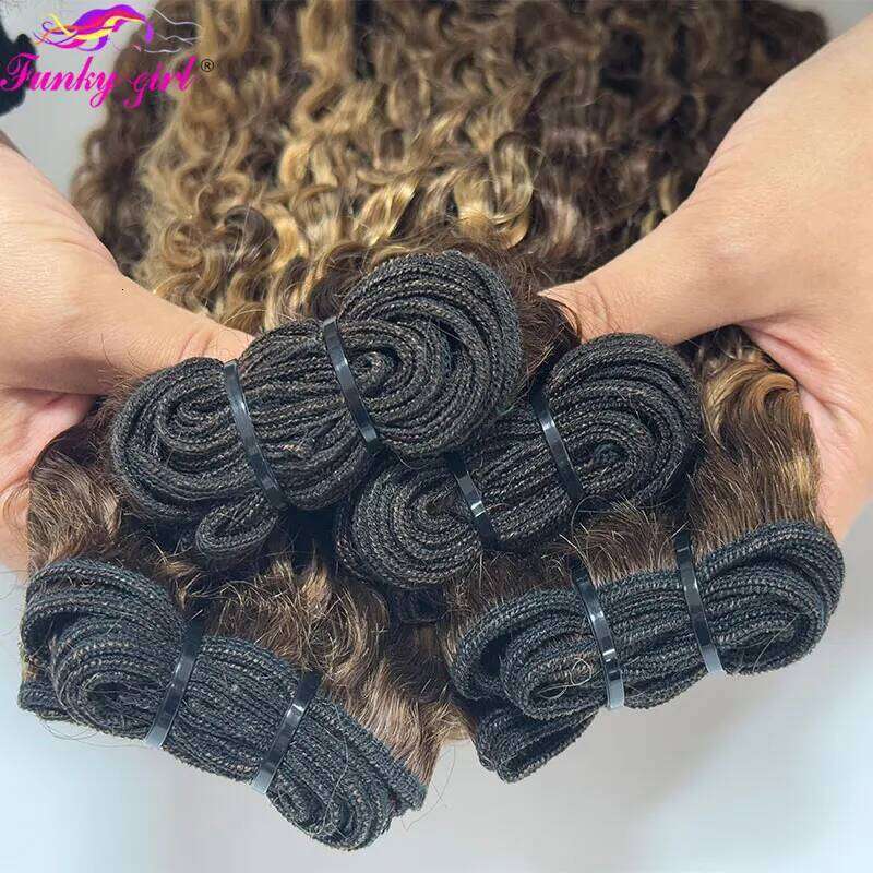 Highlight 12A Grade Burmese Curly 100% Pixie Curls Raw Hair synthetic hair Bundles Unprocessed Human hair Deals Full