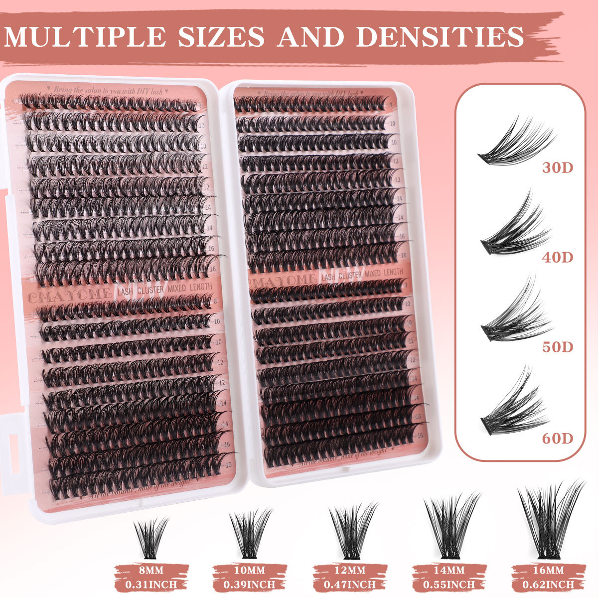 DIY Lash Clusters Kit 640Pcs Individual Eyelashes Thick Fluffy Handmade Reusable DIY Segmented Eyelash Extensions for Women Grafted Lashes