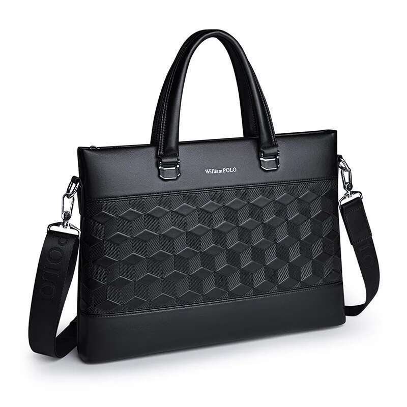 Designer Bag Williampolo Men S Business Handbag Leather Shoulder Messenger Bag Version Cowhide Simple Briefcase PL