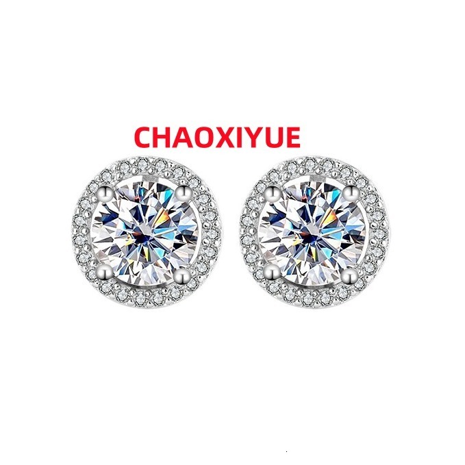 Pass Diamond Tester Hip Hop Jewelry 925 Silver VVS Moissanite Diamond Stud Earrings for Men Women With GRA Certificate