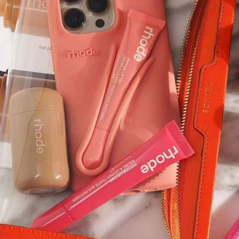INS new color lipstick silicone DIY Rhodes phone case suitable for iPhone 16 15 14 13 12 11 Pro Max Plus, lip gloss holder with box