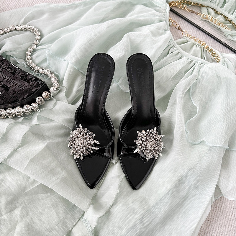 2025 New Popular Free Shipping Designer Women's Formal Shoes Summer New Slimming High Heels Women's Shoes Black Heel Silver Heel