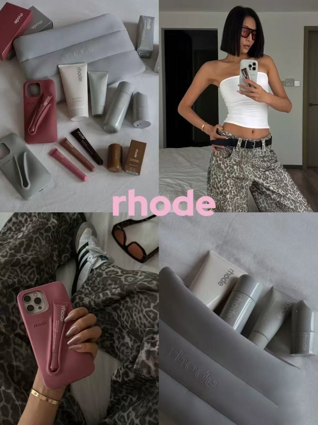 Rhode New Color INS Lipstick Silicone DIY Phone Case For iPhone 16 15 14 13 12 11 Pro Max Plus With Lip Gloss Set Back Cover