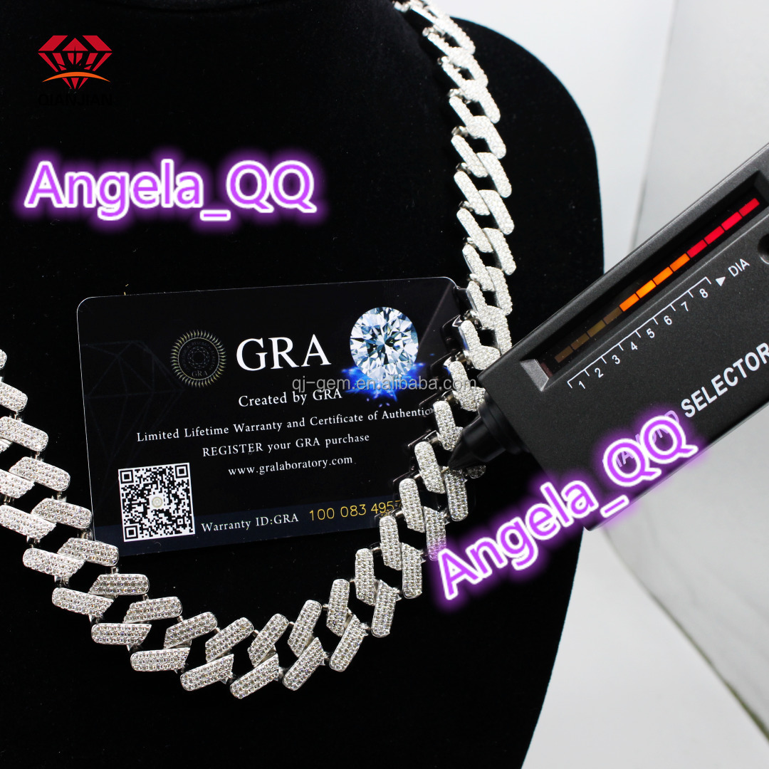 Wholesale 925 SIlver VVS Moissanite 10mm Cuban Chain Loose Diamonds Hip Hop Cuban Necklace in Stock for Men