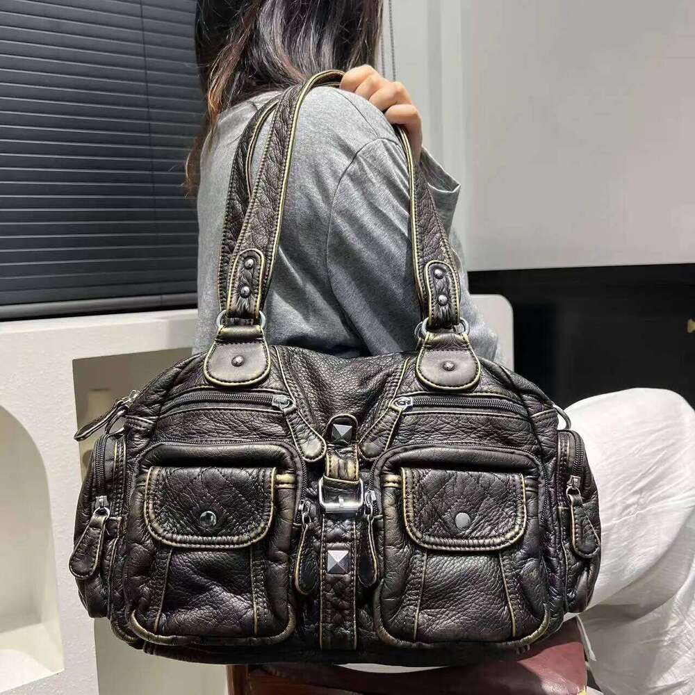 Designer Bag Ladies Fashionable Hot Girl Vintage Tote With Large Capacity Y K Washed Vegan Leather Single Shoulder Crossbody