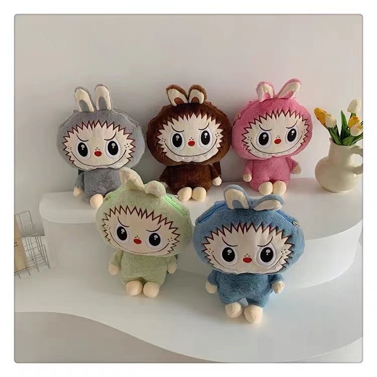 Labubu zimomo Backpack Cute Cartoon Plush Doll Backpack New Student Crossbody Bags The Monsters Outdoor Travel Bag Toy