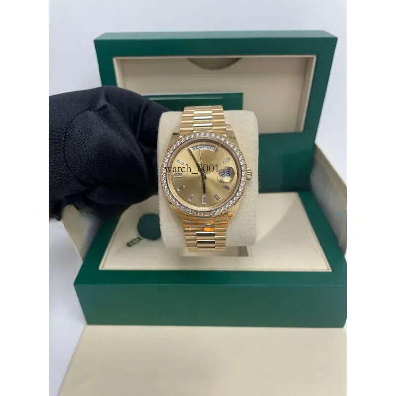 Super Factory Mens Watch Daydate Gold Dia Bezel 41mm Lens Time Scale Dial Japenese Movement Automatic Mechanical 116610 High-Quality Wristwatches