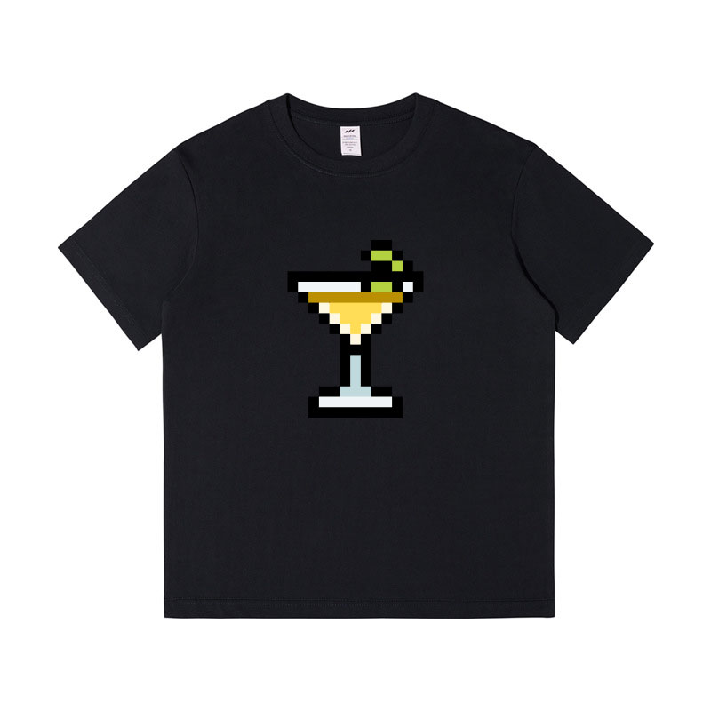 Designer T-shirts Women 100% Cotton Summer Short Sleeve High-quality Female Tops Pixel Beverage Printing Casual O-neck Cute Style Clothing