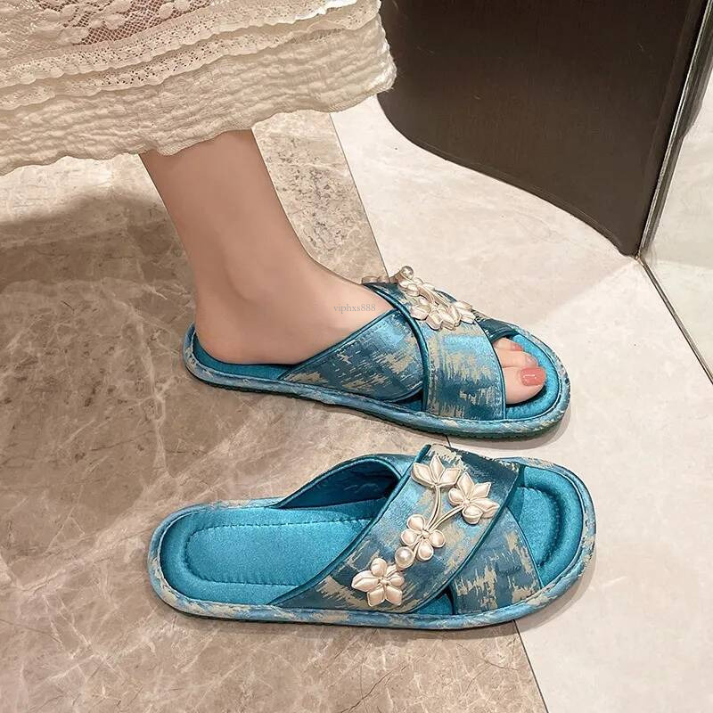 Free Delivery Summer Fashion New Chinese Flat Bottomed Cool Mop Apricot Designer Outdoor Beach Women Sizes 36-41