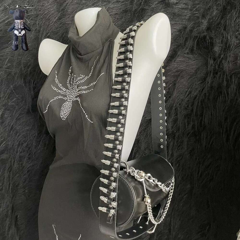 Designer Bag Black Gothic Handbag Y K Punk Leather Versatile Daily Crossbody Bag Message Tote Bags