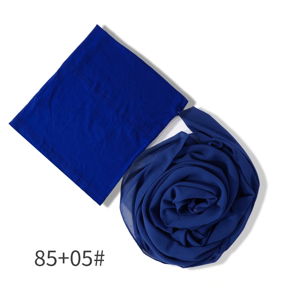 T849 new chiffon headscarf pleated drawstring hat set monochrome pearl scarf