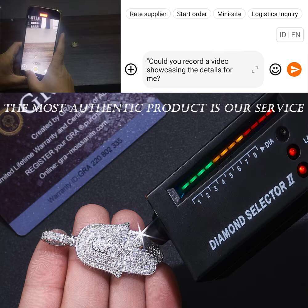 moissanite chain 3.412 CTW Moissanite Lightning Pendant for Men S925 Silver 18K Gold Plated Silver Fits Cuban and Tennis Chains Hip Hop Style