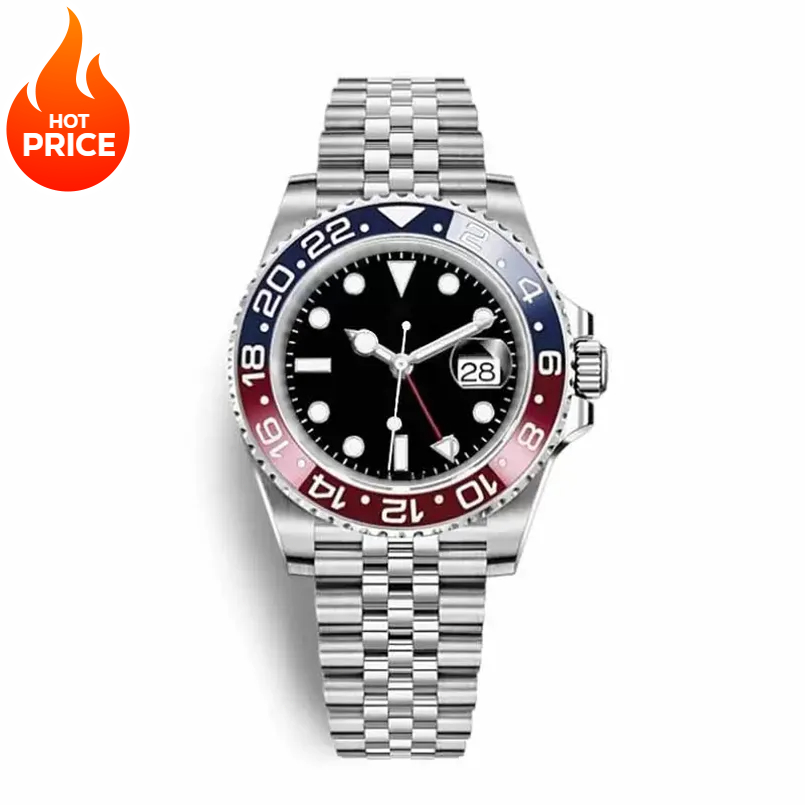 5A Quality Mens Watch all Work Automatic Mechanical Watches Stainless Steel Blue Red Ceramic Sapphire Glass 40mm Men Watches Wrist Wristwatches Full Function