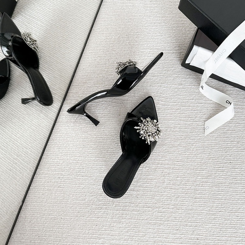 2025 New Popular Free Shipping Designer Women's Formal Shoes Summer New Slimming High Heels Women's Shoes Black Heel Silver Heel
