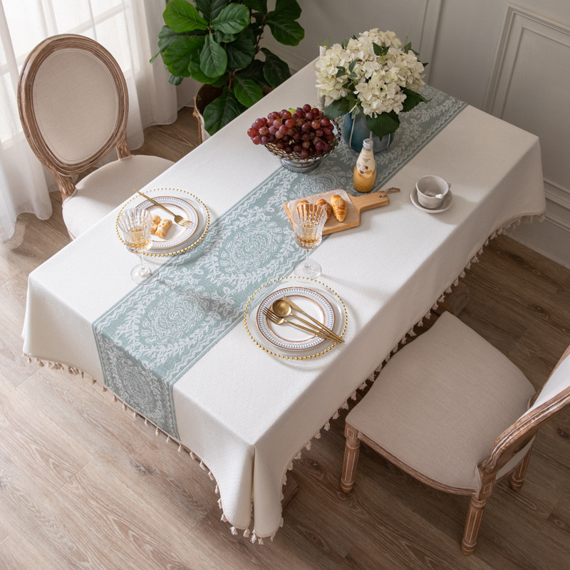 D28 tablecloth fabric cotton linen small fresh Nordic simple high-end light luxury rectangular home table cloth coffee table table cloth