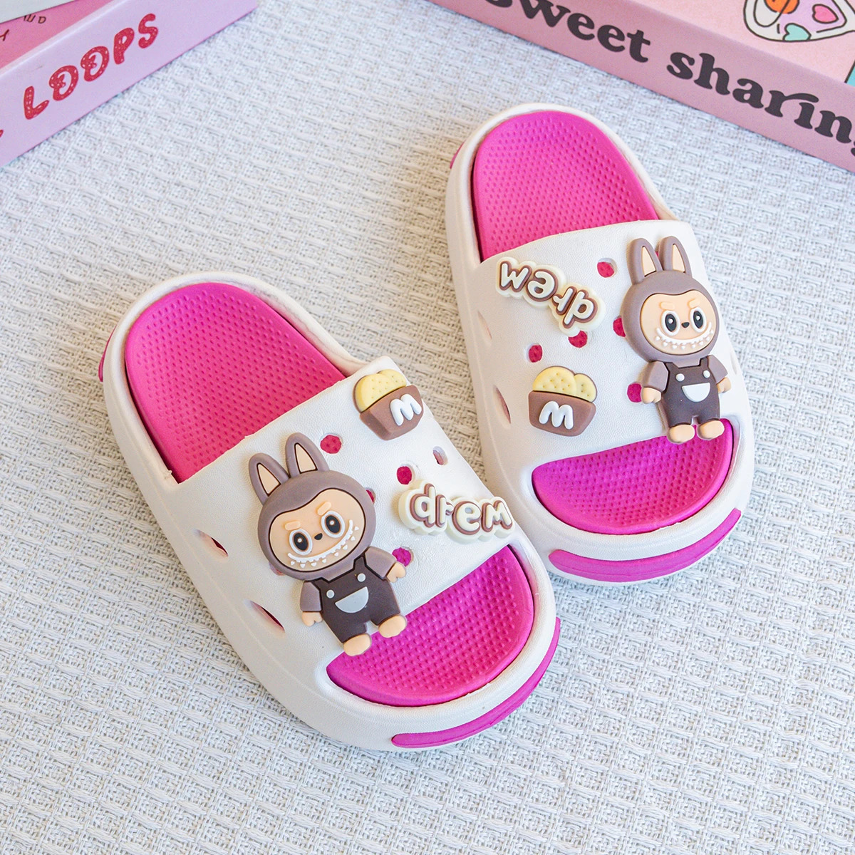Cartoon Letter Labubu Versatile Eva Slippers for Boys and Girls Fashionable Double-Piece Soft-Soled Non-Slip Sandals 250529 - view 3