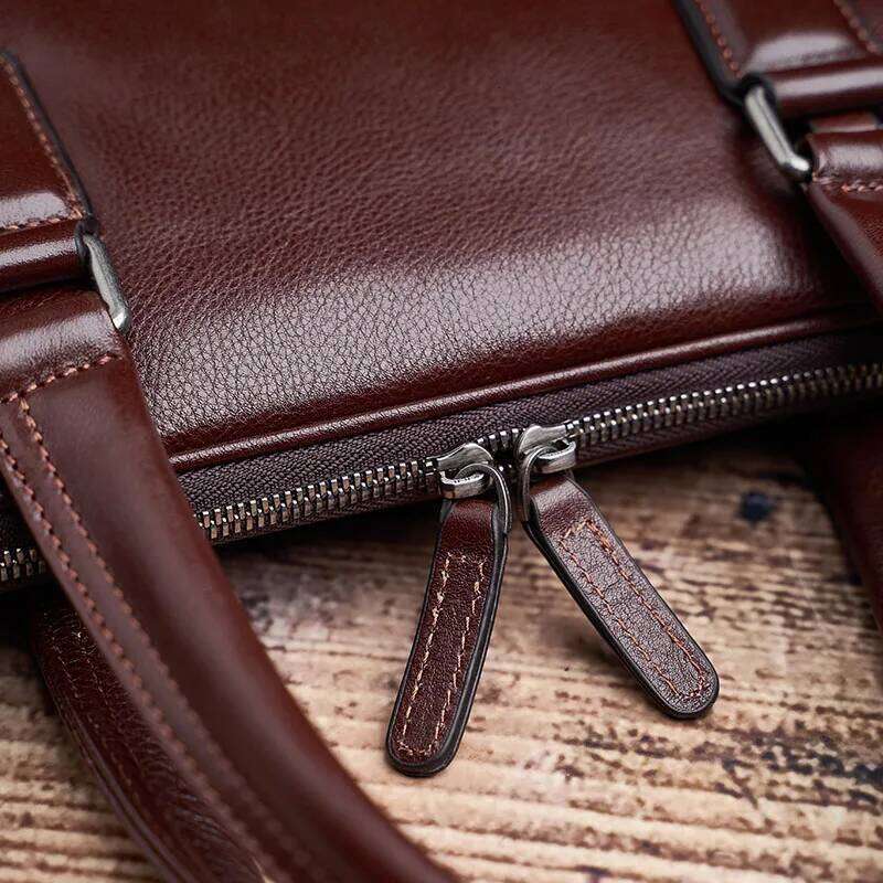 Designer Bag Vintage Men S Briefcase Genuine Leather Original Casual Handbag Man Business Shoulder Brown For Inch Laptop Bag NUPUGOO