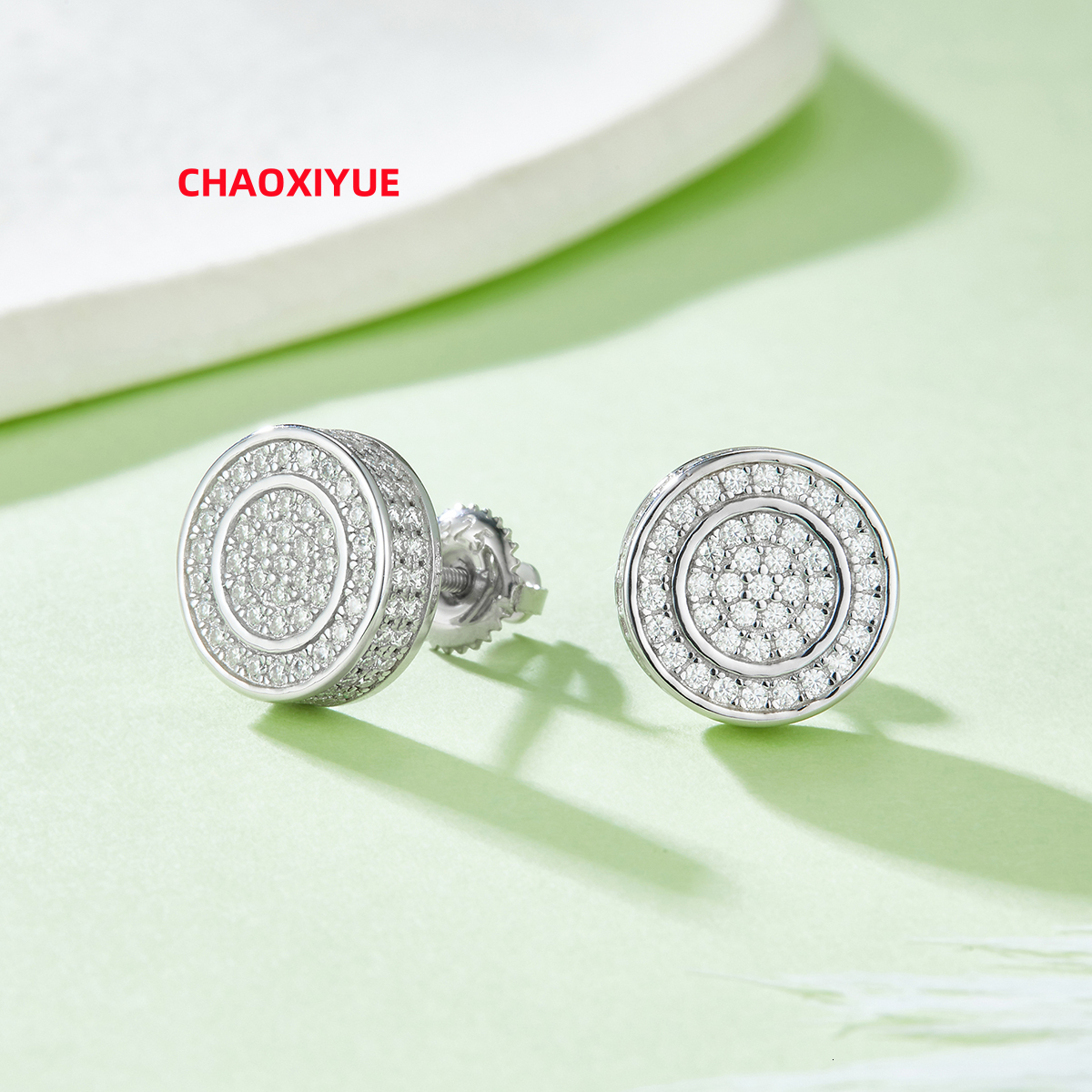 J013 Hiphop Jewelry Wholesale Custom 2024 Men New 925 Sterling Silver Iced Out VVS Diamond Moissanite Hip Hop Stud Earrings