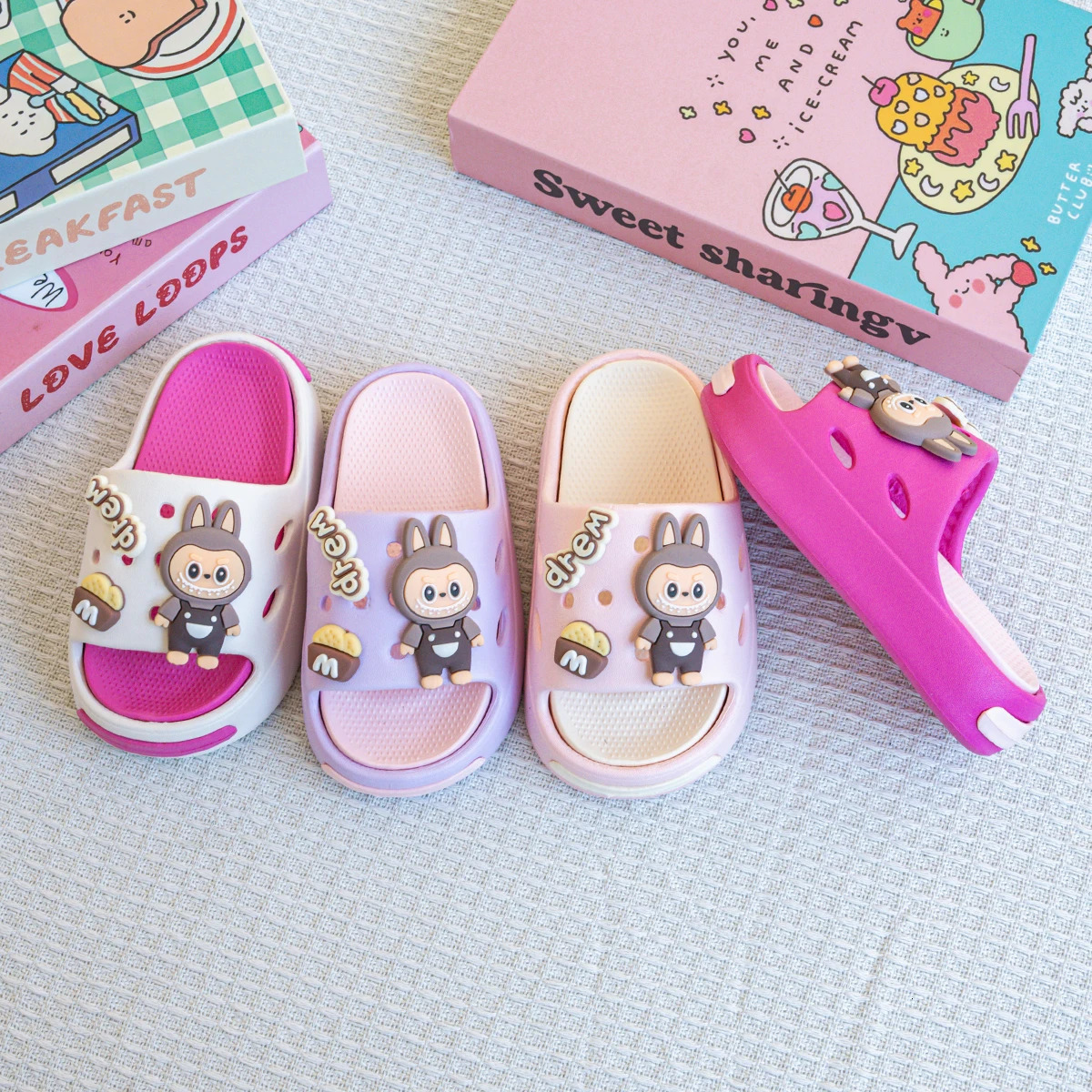 Cartoon Letter Labubu Versatile Eva Slippers for Boys and Girls Fashionable Double-Piece Soft-Soled Non-Slip Sandals 250529 - view 6
